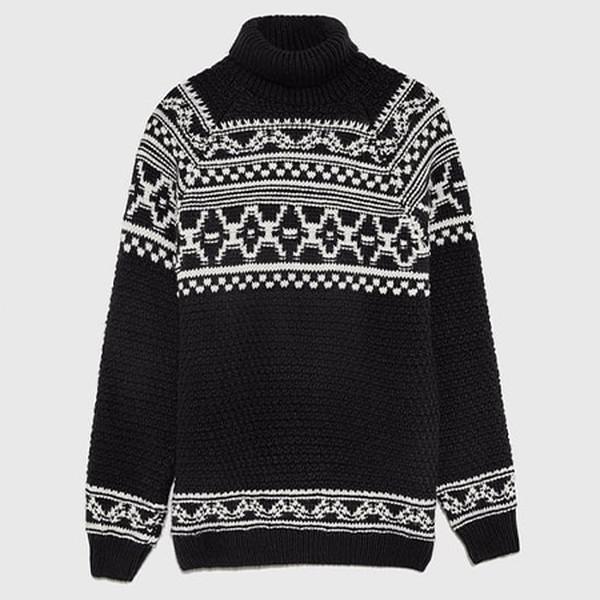 Two Tone Jacquard Sweater from Zara
