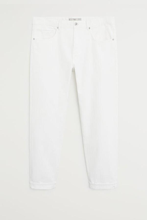 Striped White Tapered Fit Jeans