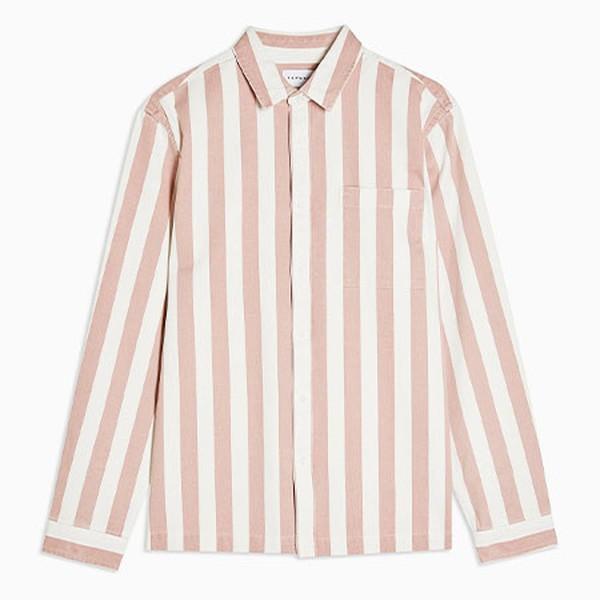 Pink and White Stripe Long Sleeve Shirt from Topman