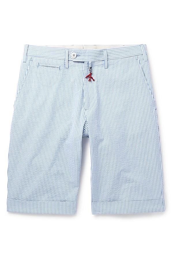 Striped Cotton-Seersucker Shorts from Isaia