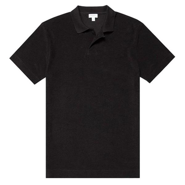 Cotton Towelling Polo Shirt In Black