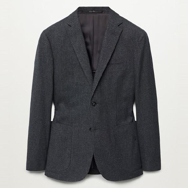 Grey Slim Fit Birdseye Blazer from Mango